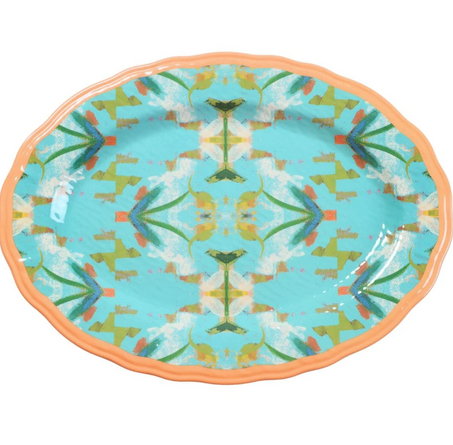 English Garden Turquoise Melamine Platter