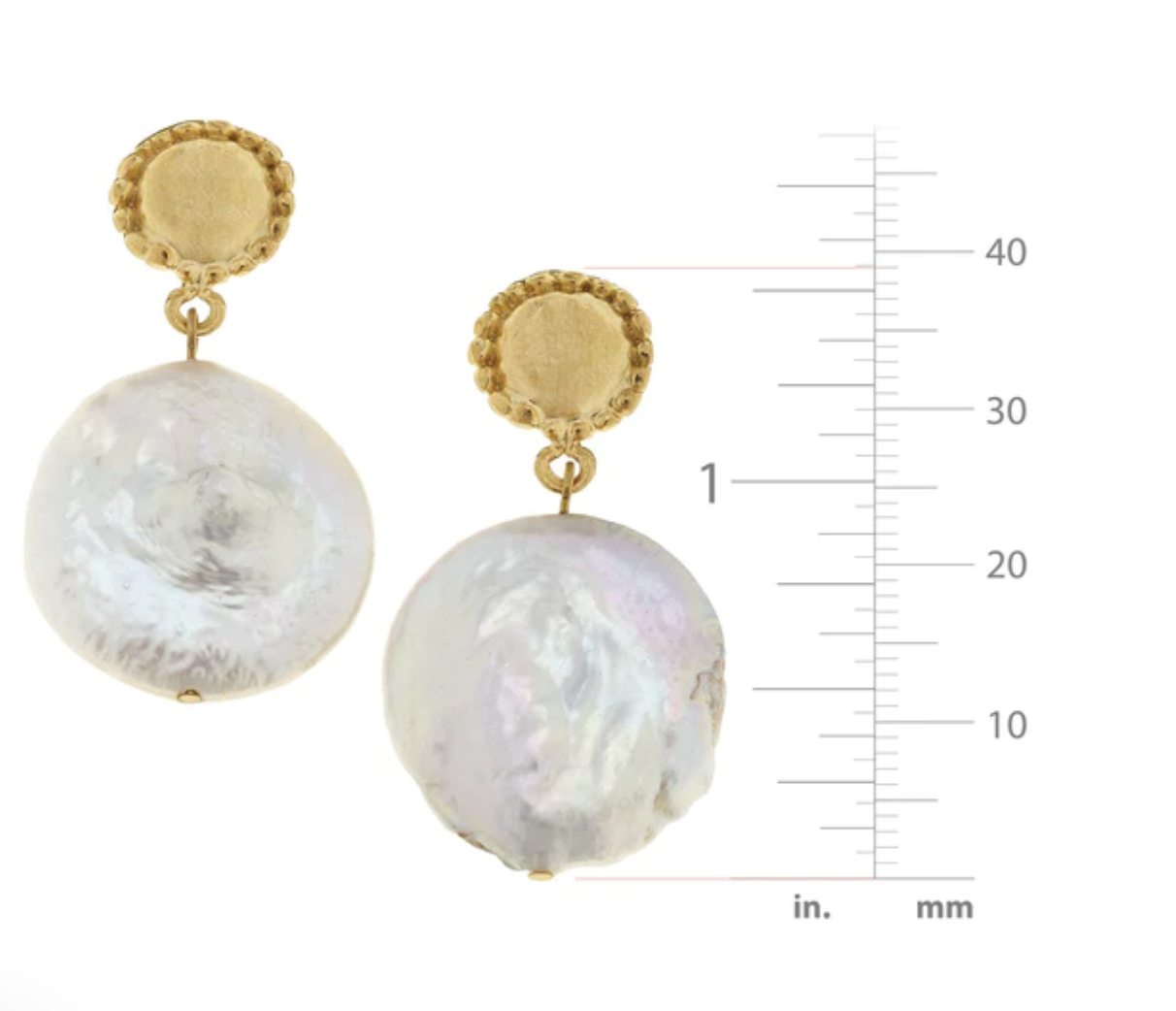 Large Coin Pearl Drop Earrings