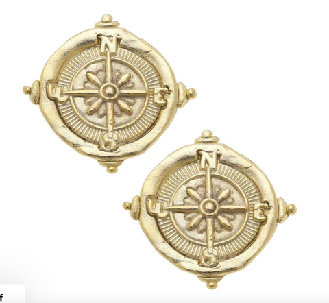 Gold Compass Earrings
