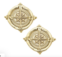 Gold Compass Earrings