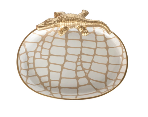 White Croc Small Tray by Dana Gibson