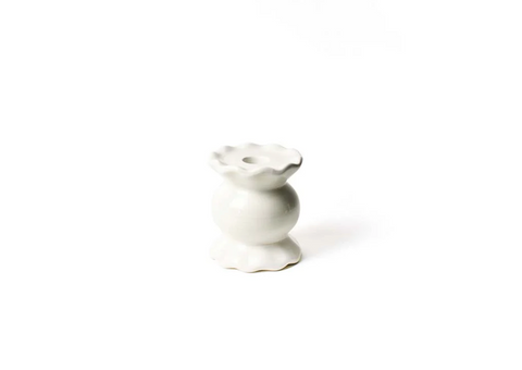 White Small Ruffle Knob Candle Holder