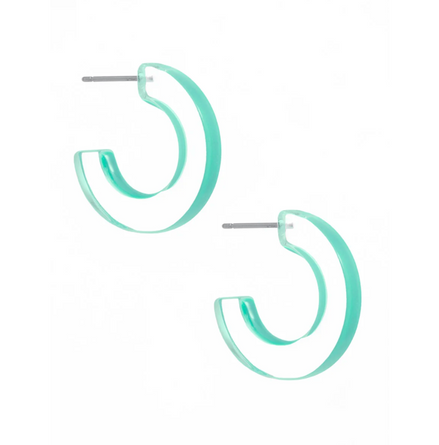Small Lucite Green Outline Hoop Earring