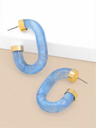 Chunky Lucite Light Blue Hoop Earring Jewelry