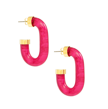 Chunky Lucite Hot Pink Hoop Earring Jewelry