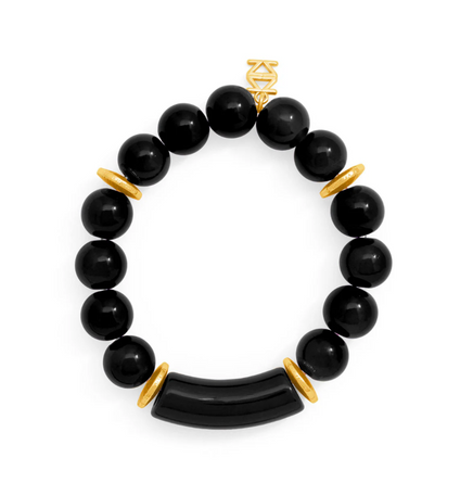 Resin Black Glassbead Stretch Bracelet Jewelry