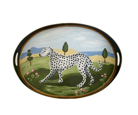 White Leopard Walking Tray By Dana Gibson