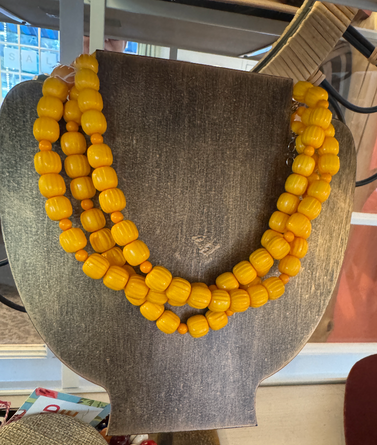 Marigold Fluted Bead Morgan Necklace