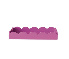 Fuschia Lacquered Scalloped Tray w/ Handles