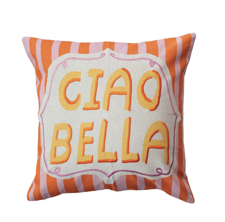 Ciao Bella 18" Square Cotton & Linen Printed Pillow