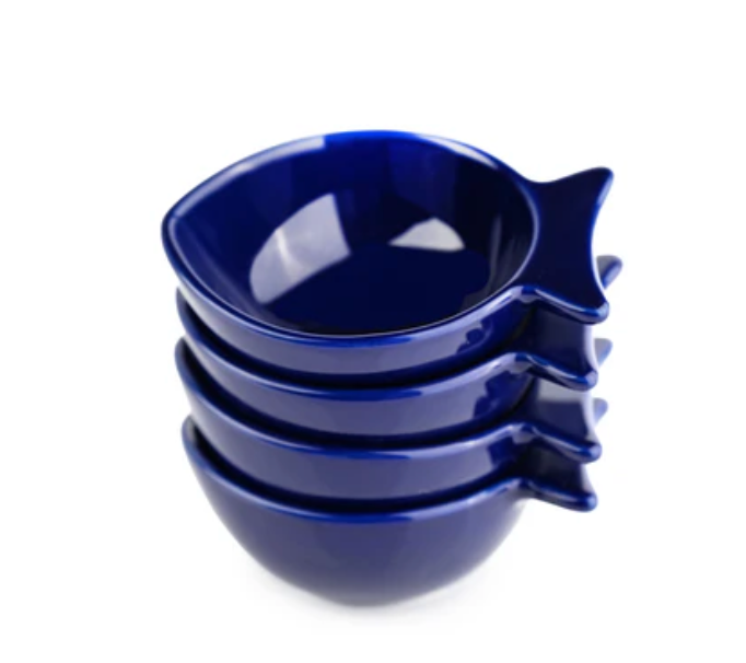 Mini Fish-Shaped Stoneware Dip Bowl – Cobalt Blue
