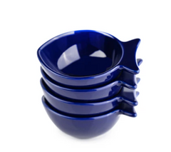 Mini Fish-Shaped Stoneware Dip Bowl – Cobalt Blue