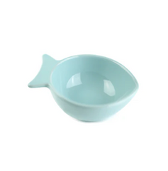 Aqua Mini Fish-Shaped Stoneware Dip Bowl
