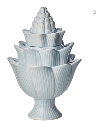 Large Pale Blue Artichoke Tulipiere 13" H