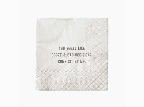 You Smell Like Booze & Bad Decisions Napkins – Party Humor 20ct