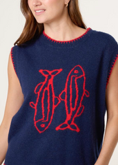 The Sardine Stitch Knit Vest – Navy