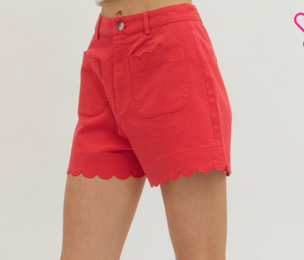 Red Harbor Scallop High-Rise Shorts