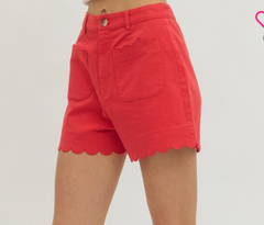 Red Harbor Scallop High-Rise Shorts