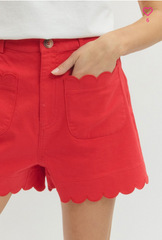 Red Harbor Scallop High-Rise Shorts