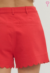 Red Harbor Scallop High-Rise Shorts