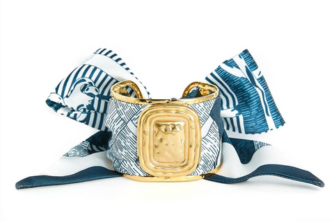 Navy White Stripe Evie Scarf Cuff