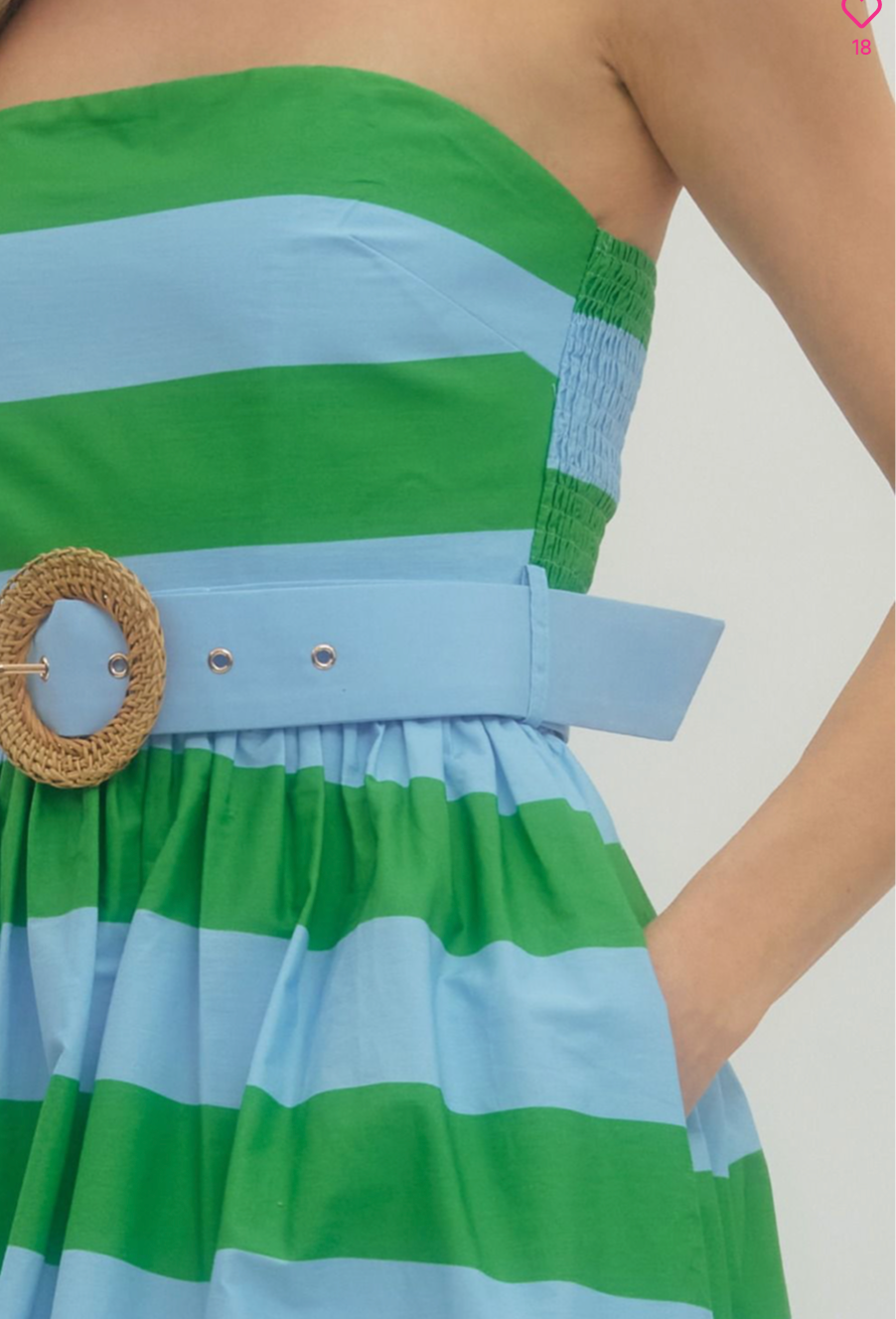 Palm Beach Stripe Strapless Midi Dress – Green & Blue