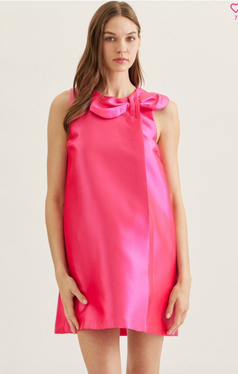 Hot Pink Twisted Bow Mini Dress