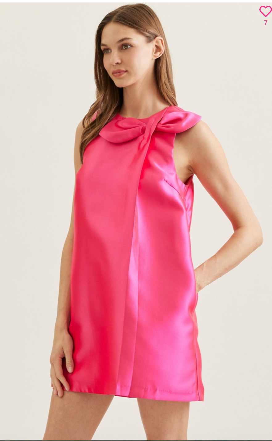 Hot Pink Twisted Bow Mini Dress