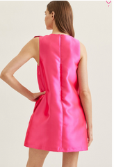 Hot Pink Twisted Bow Mini Dress