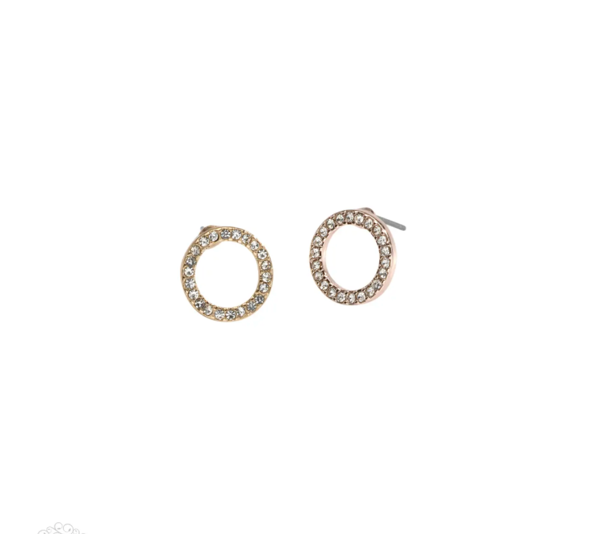 Gold Crystal Eternity Stud Earrings