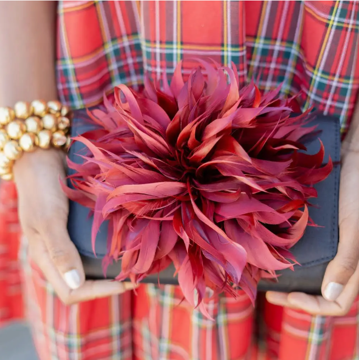 Black Scallop Ruby Feather Clutch