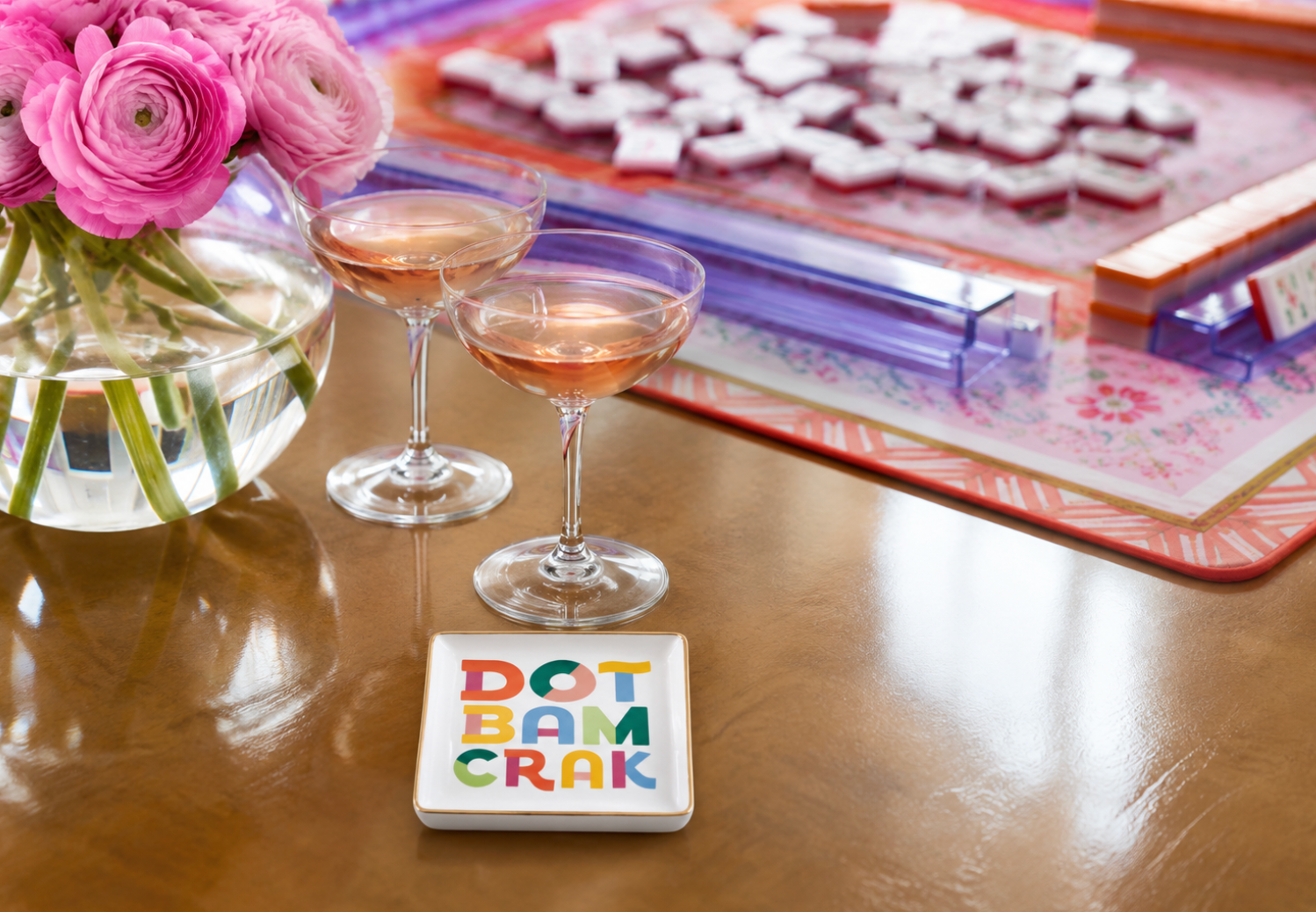 Mahjong Dot Bam Crack Ceramic Trinket Tray