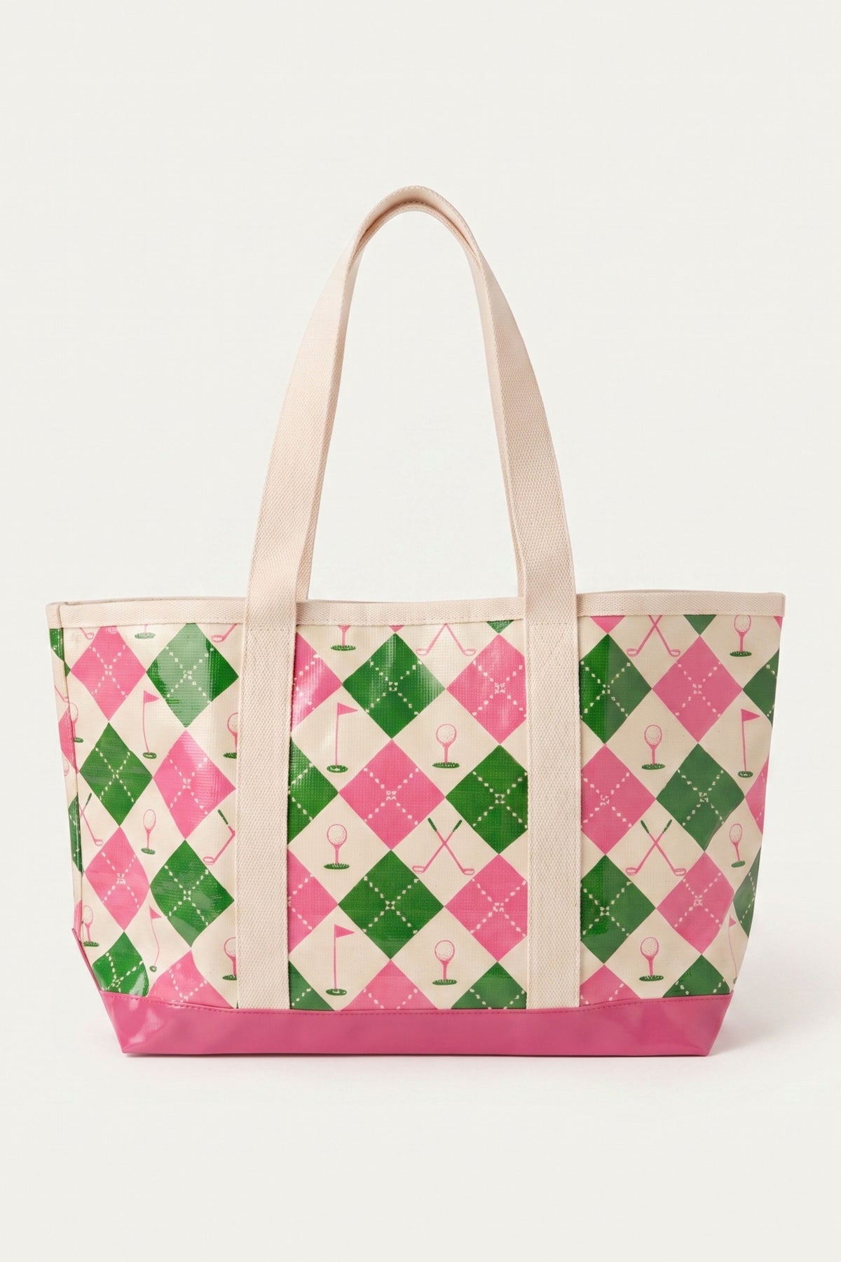 The Forevermore Golf Tote – Pink & Green Argyle