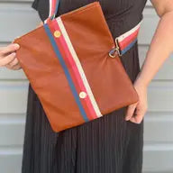 Cognac w/Blue, Red, Pink and Cream Rory Luxe Crossbody
