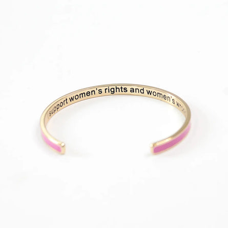 I Support Women’s Rights (and Wrongs) Pink Enamel Cuff Bracelet
