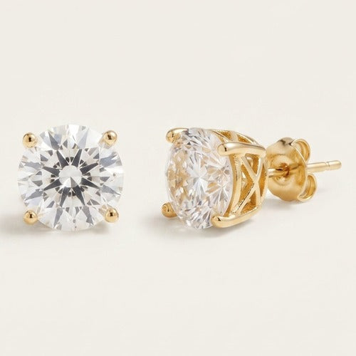 Classic Clear Sparkle Studs | Gold Tone Setting, colour swatch close-up