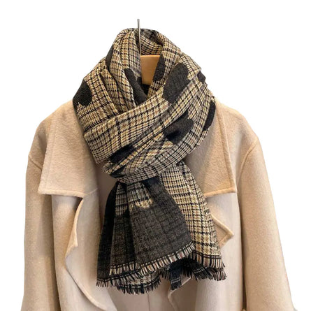 Brown Hearts Scarf Wrap