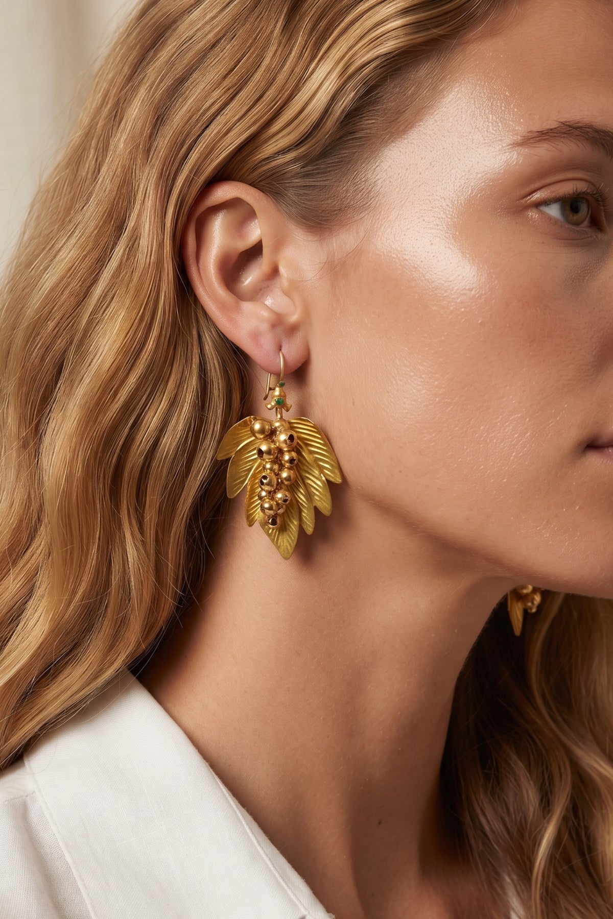 Gabriella Leaf Earrings worn