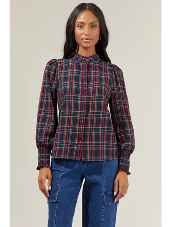 Chapman Plaid Button Down Top