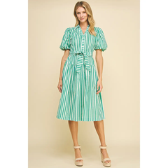 Kelly Green Stripe Midi Dress