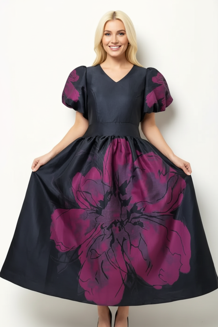 Petal Princess Puff Sleeve Dress