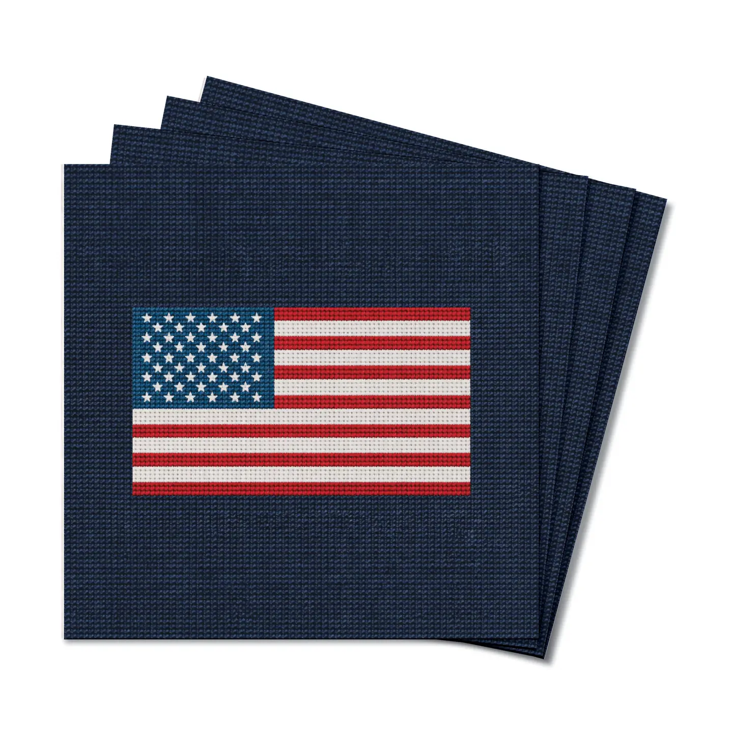 American Flag Needlepoint Coaster Set | Wooden Coasters Set of 4