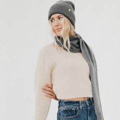 Cassidy Cashmere Wrap and Beanie Duo – Charcoal