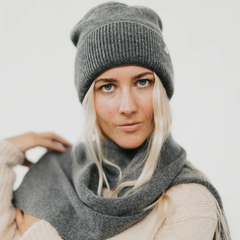 Cassidy Cashmere Wrap and Beanie Duo – Charcoal