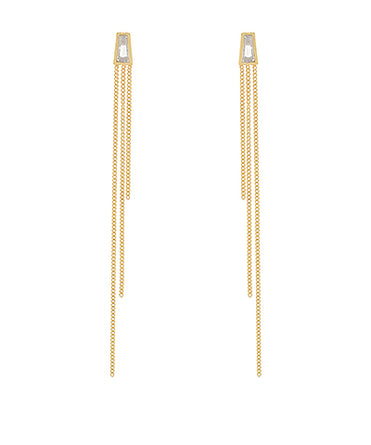 Baguette CZ Chain Linear Earrings
