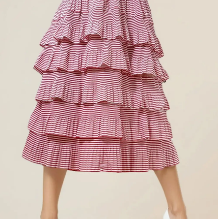 Red Tiered Stripe Skirt