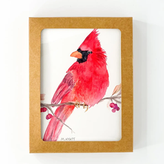 "Red Cardinal" Watercolor Notecard- 6 Pack Bundle