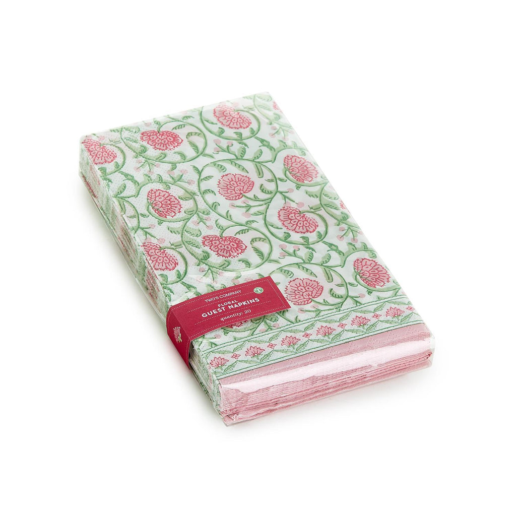 Floral Block Print 3-Ply Paper Dinner Napkin / Guest Towel (includes 20 napkins)