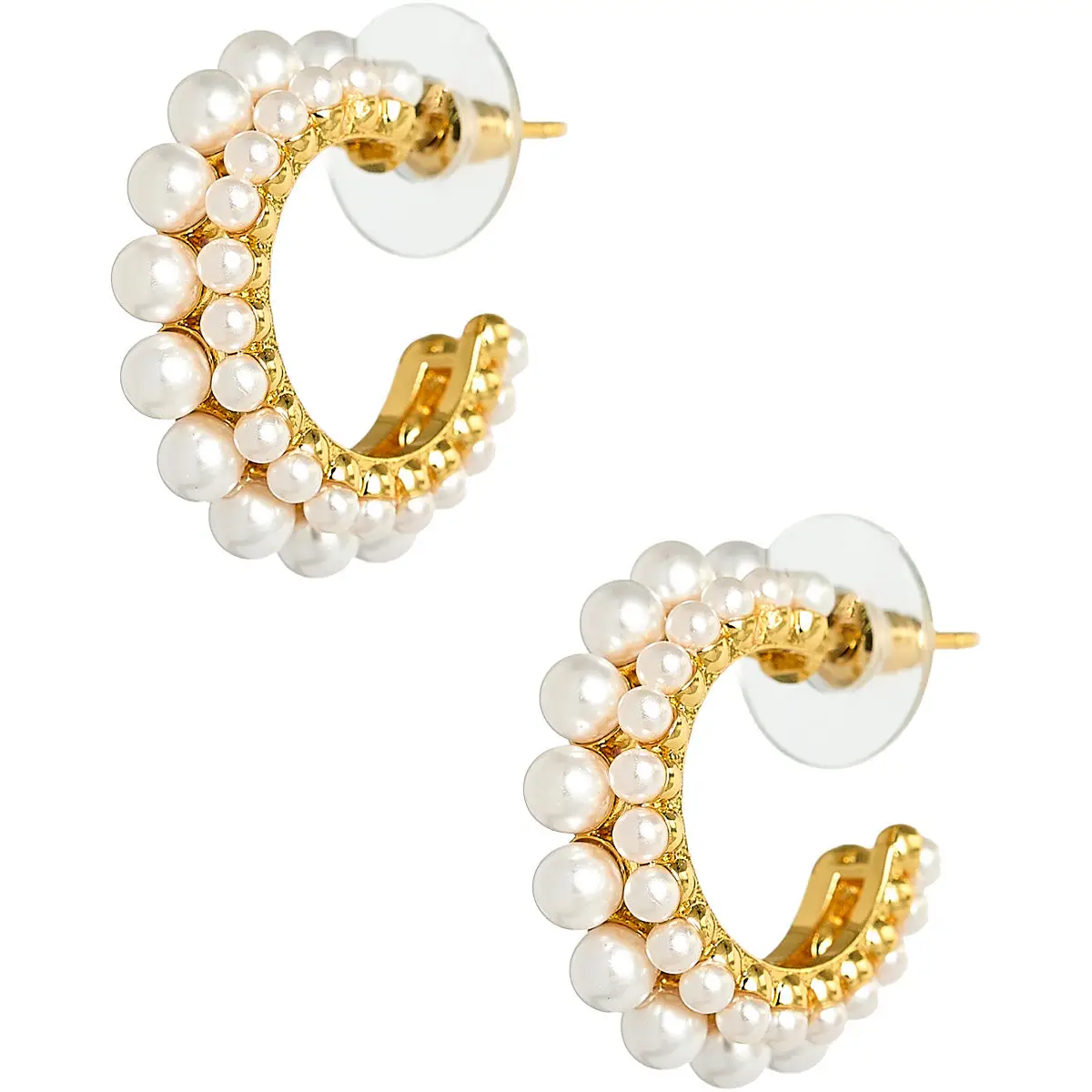 Toby Double Pearl Hoop Earrings