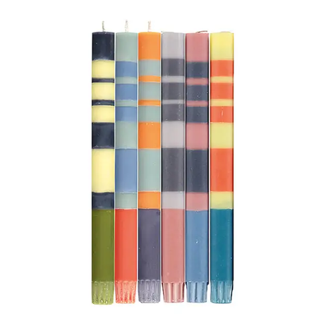 Striped Mixed Pack of 6 Eco Candles  (9.64")